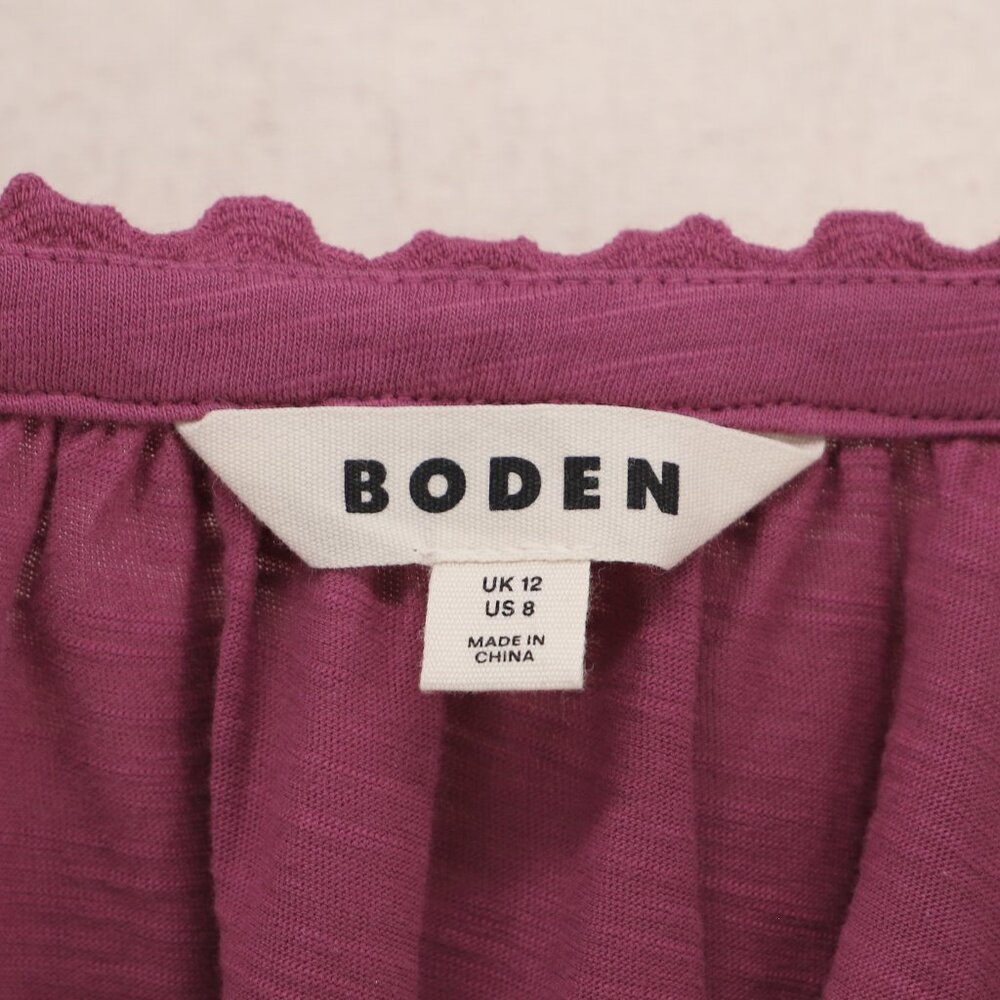 BODEN Maisy Rikrak Trim Puff Sleeve Top Violet Quartz Size US 8 - Picture 6 of 7